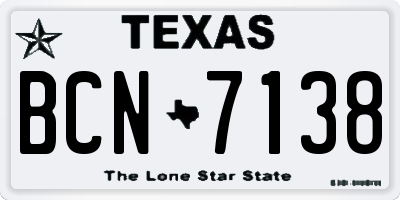 TX license plate BCN7138