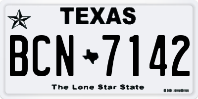 TX license plate BCN7142