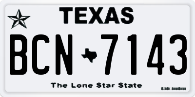 TX license plate BCN7143