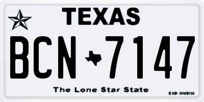 TX license plate BCN7147