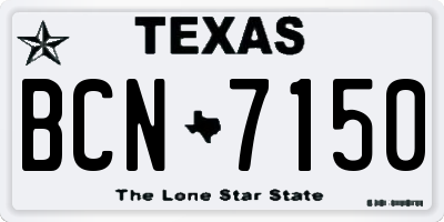 TX license plate BCN7150