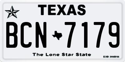 TX license plate BCN7179