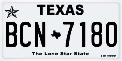 TX license plate BCN7180