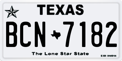 TX license plate BCN7182