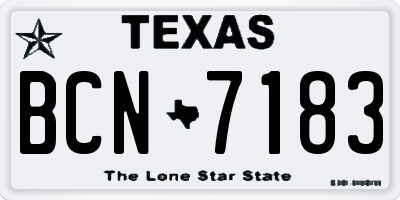 TX license plate BCN7183