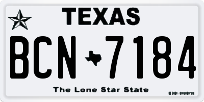 TX license plate BCN7184