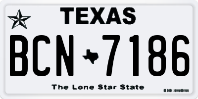 TX license plate BCN7186