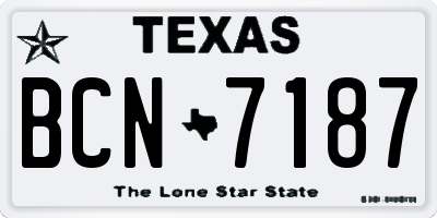 TX license plate BCN7187
