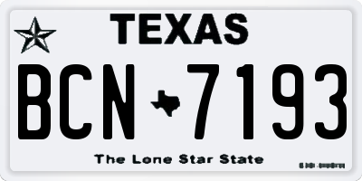 TX license plate BCN7193