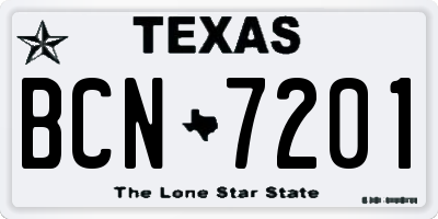 TX license plate BCN7201
