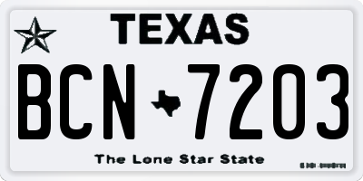 TX license plate BCN7203