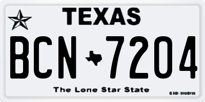 TX license plate BCN7204