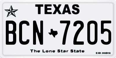 TX license plate BCN7205