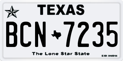 TX license plate BCN7235