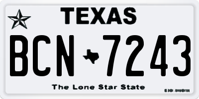 TX license plate BCN7243