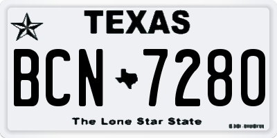 TX license plate BCN7280