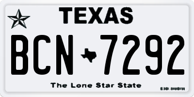 TX license plate BCN7292