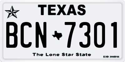TX license plate BCN7301
