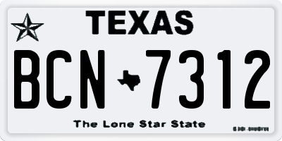 TX license plate BCN7312