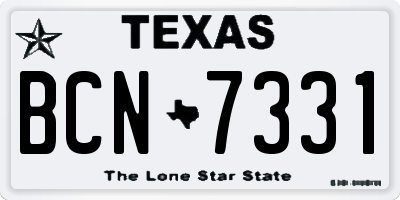 TX license plate BCN7331