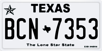 TX license plate BCN7353