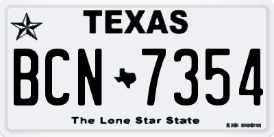 TX license plate BCN7354