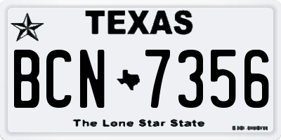 TX license plate BCN7356