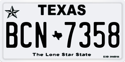 TX license plate BCN7358