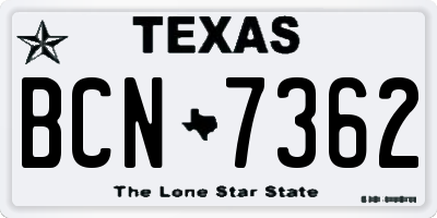 TX license plate BCN7362