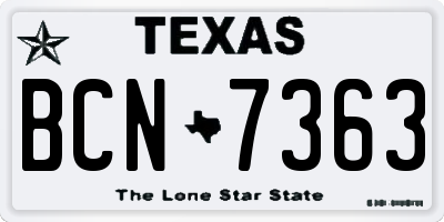 TX license plate BCN7363