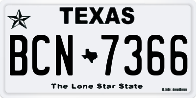 TX license plate BCN7366