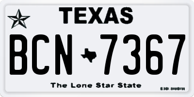 TX license plate BCN7367