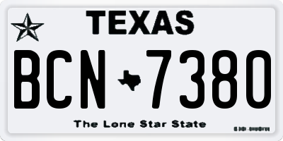 TX license plate BCN7380