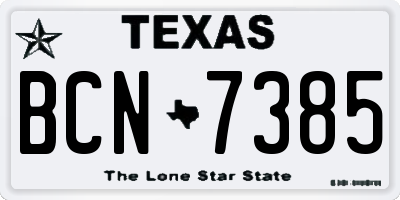 TX license plate BCN7385