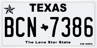 TX license plate BCN7386