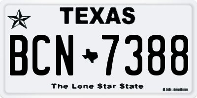 TX license plate BCN7388