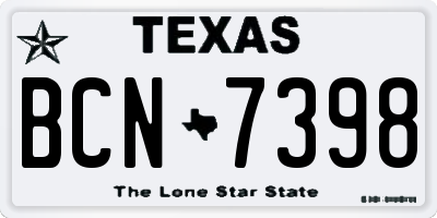 TX license plate BCN7398