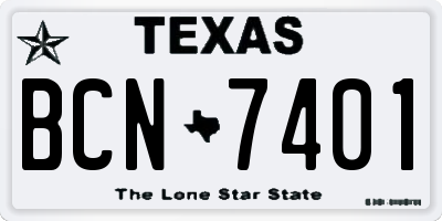 TX license plate BCN7401