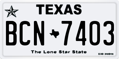 TX license plate BCN7403