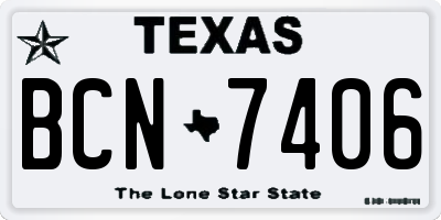 TX license plate BCN7406