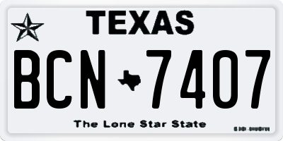 TX license plate BCN7407