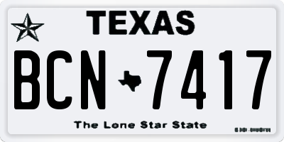 TX license plate BCN7417