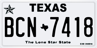 TX license plate BCN7418