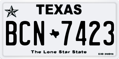TX license plate BCN7423