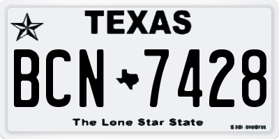 TX license plate BCN7428