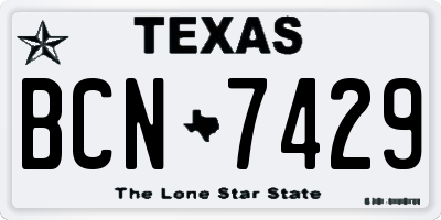 TX license plate BCN7429
