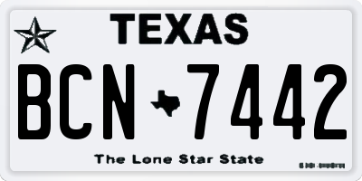 TX license plate BCN7442