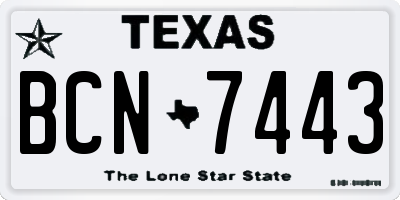 TX license plate BCN7443