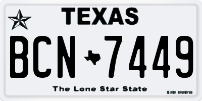 TX license plate BCN7449