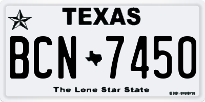 TX license plate BCN7450